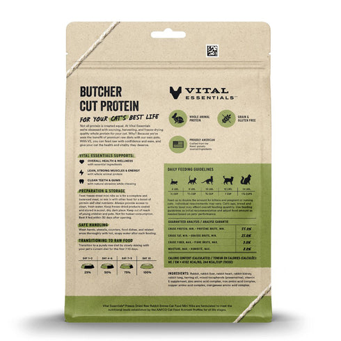 Vital Essentials Freeze-Dried Raw Rabbit Entree Cat Food Mini Nibs 12oz - Poudre Pet and Feed Supply